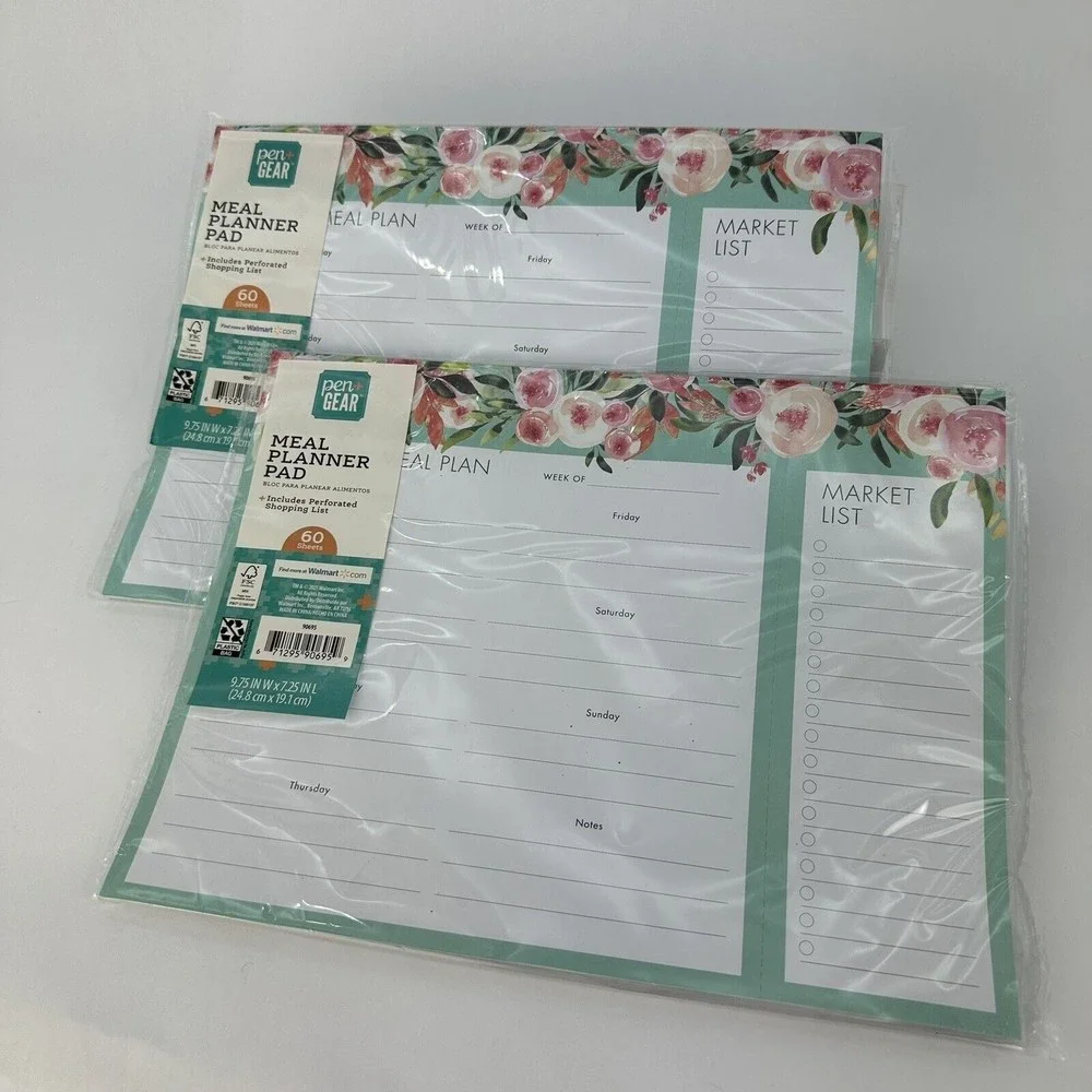 Pen+Gear Weekly Meal Planner Pad Shopping List Meal Plan 60 Sheets